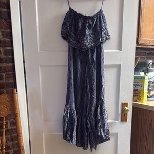 Japna Navy Blue Ruffled Jumpsuit